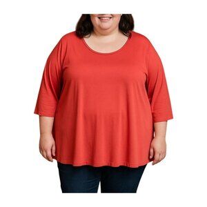 Catherines Suprema Collection Womens Red 3/4 Sleeve Top Size 5X (34/36W)
